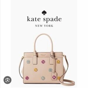 Kate Spade Beige Satchel with Colorful Floral Accents